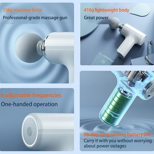 Portable Mini Massage Gun – 6 Speed Deep Tissue Pain Relief for Body, Neck, Back, Shoulders & Feet | Quiet Motor, Type-C Rechargeable