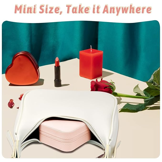 Mini Jewellery Travel Case for Women – PU Leather Portable Organizer Box for Rings, Earrings & Necklaces (Pinkish Peach)