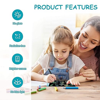 Proffisy 8.5-Inch Colorful LCD Writing Tablet Pad – Electronic E-Writing Board with Memo Notes & 2 Magnets for Kids and Adults, Ideal for Home, School & Office (Blue, Multicolor)